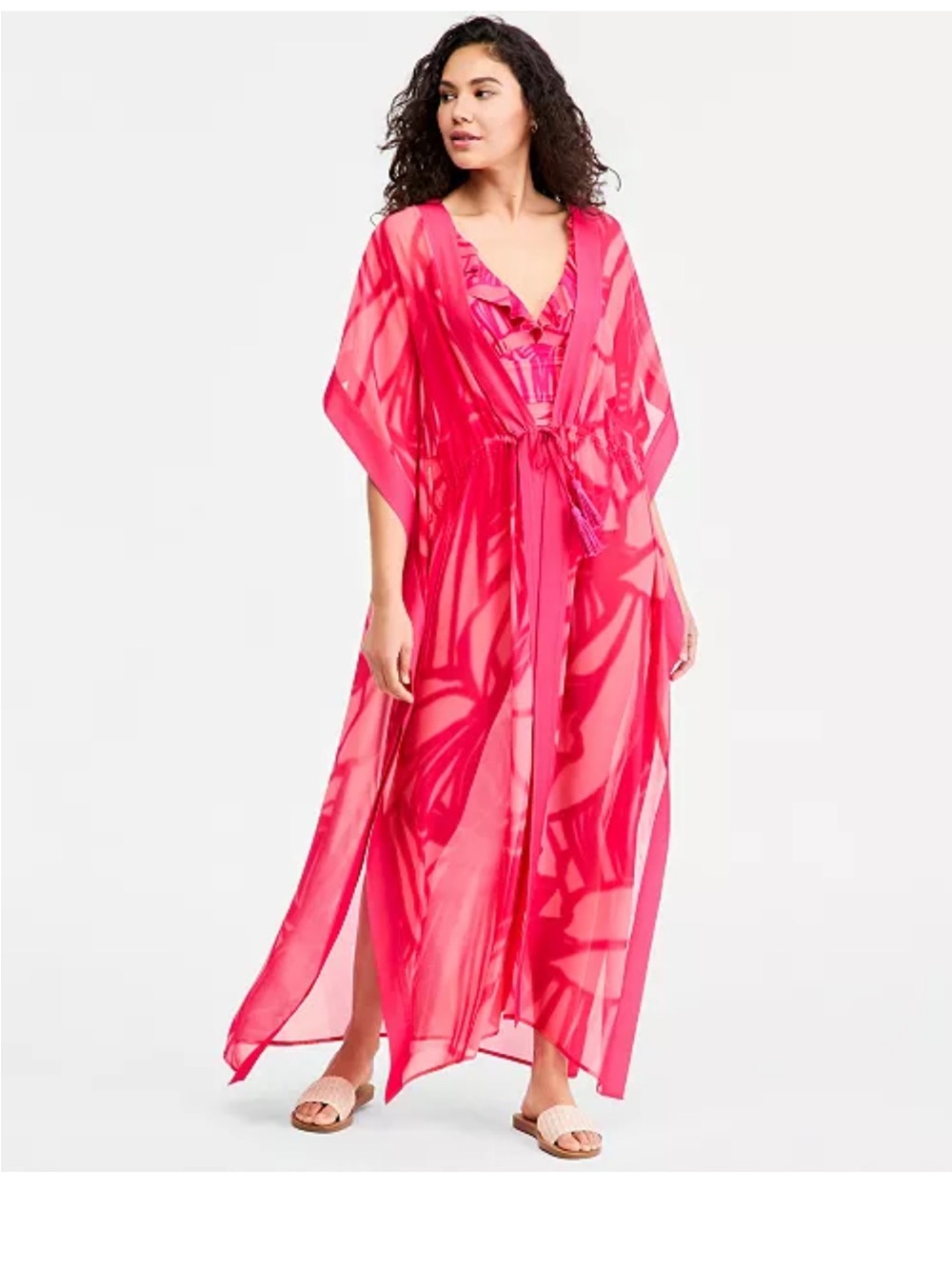 NWT DKNY Women's Pink Sheer Beach Kaftan Cover-Up